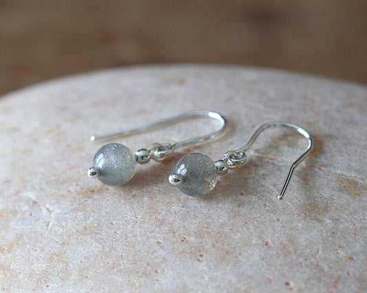 Labradorite Dangle Earrings in Sterling Silver