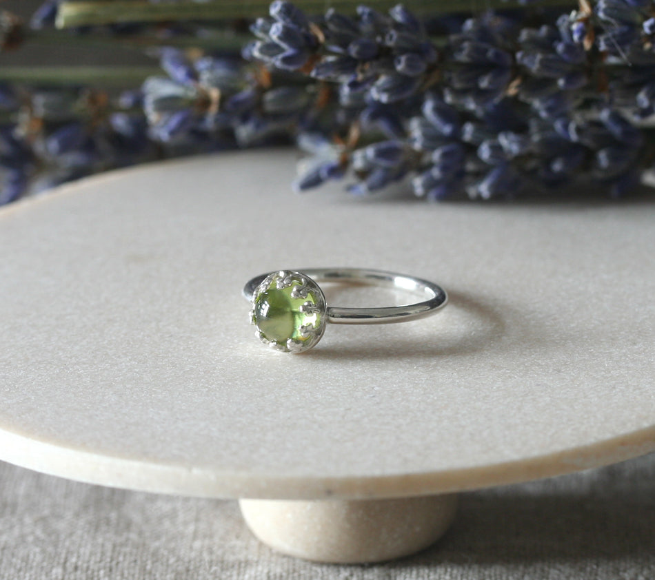 Peridot Crown Ring in Sterling Silver