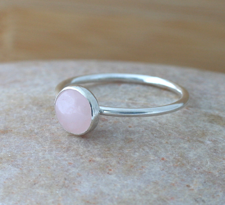 Rose Quartz Stacking Ring in Sterling Silver • 8 mm