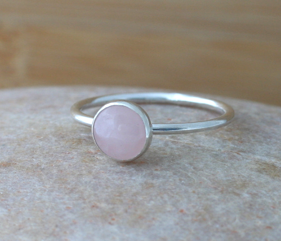Rose Quartz Stacking Ring in Sterling Silver • 8 mm