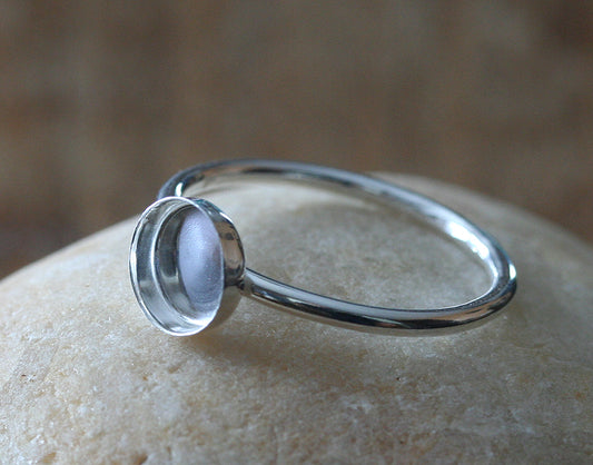 Round 7 mm Sterling Silver Plain Bezel Cup Ring Blank • DIY Empty Ring • Ready for Stone or Resin • Ring Base