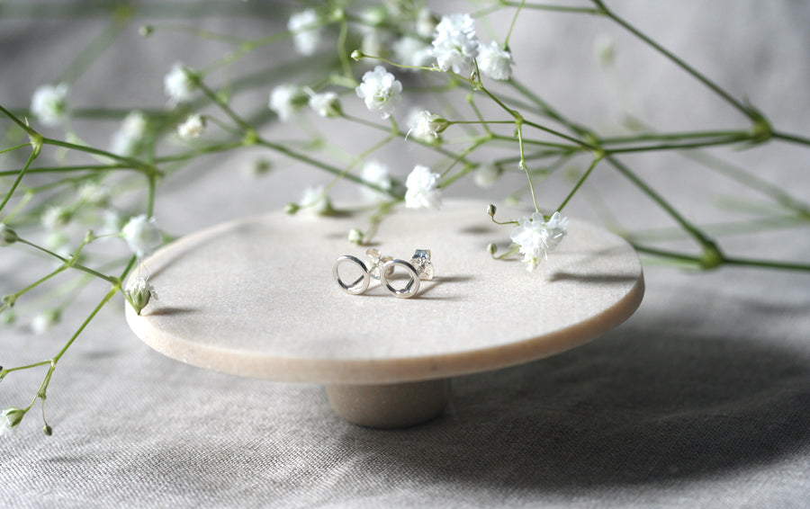 Tiny Silver Circle Stud Earrings in Sterling Silver