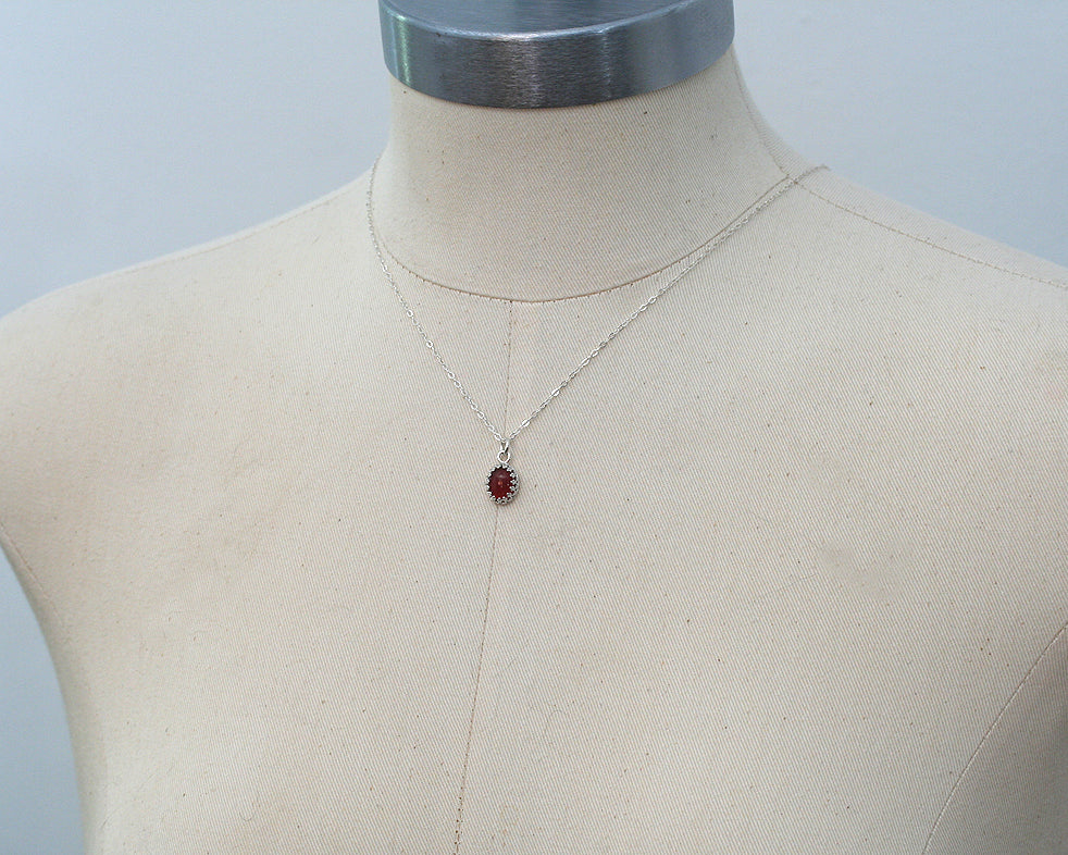 Carnelian crown princess pendant necklace in ethical sterling silver. Handmade in New Jersey, USA.