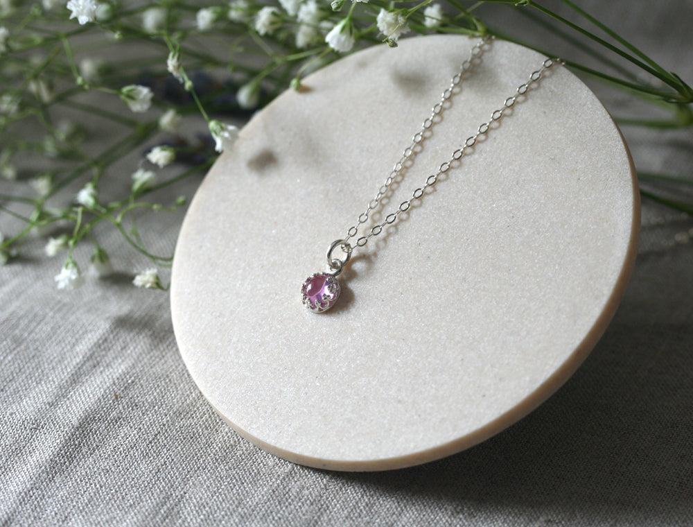 PINK SAPPHIRE AND DIAMOND PENDANT NECKLACE