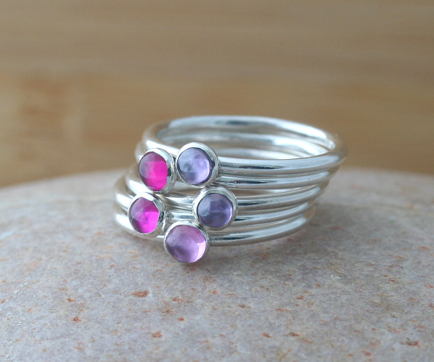 Amethyst Light Stacking Ring in Sterling Silver • February Birthstone