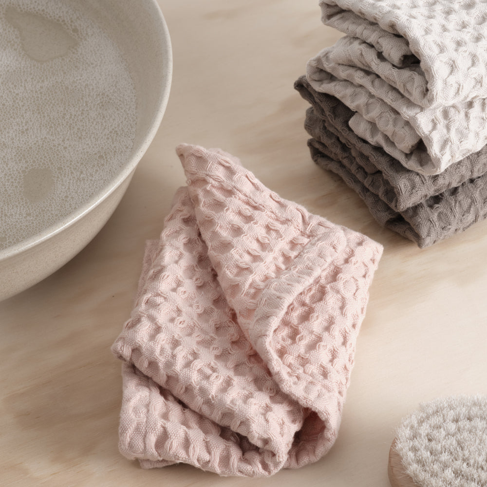 The Organic Company Big Waffle Kitchen and  Wash Cloth • Pale Rose • Sustainable Scandinavian Denmark