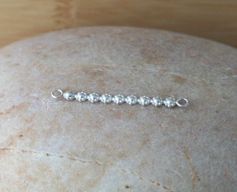 Daisy Flower Bar Necklace Connector in Sterling Silver. Jewelry DIY Supplies.
