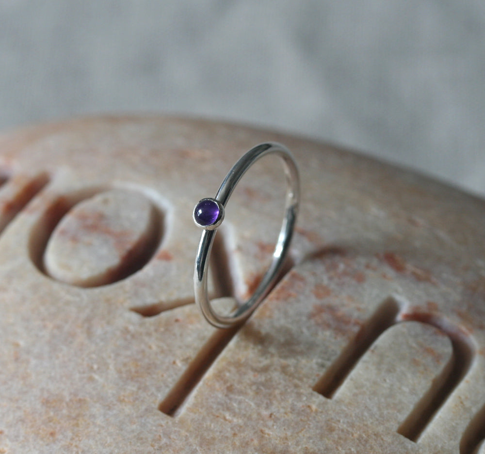 Amethyst Stacking Ring in Sterling Silver • 3 mm • February Birthstone