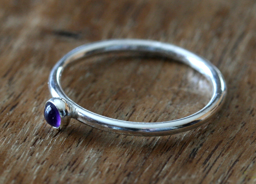 Amethyst Stacking Ring in Sterling Silver • 3 mm • February Birthstone