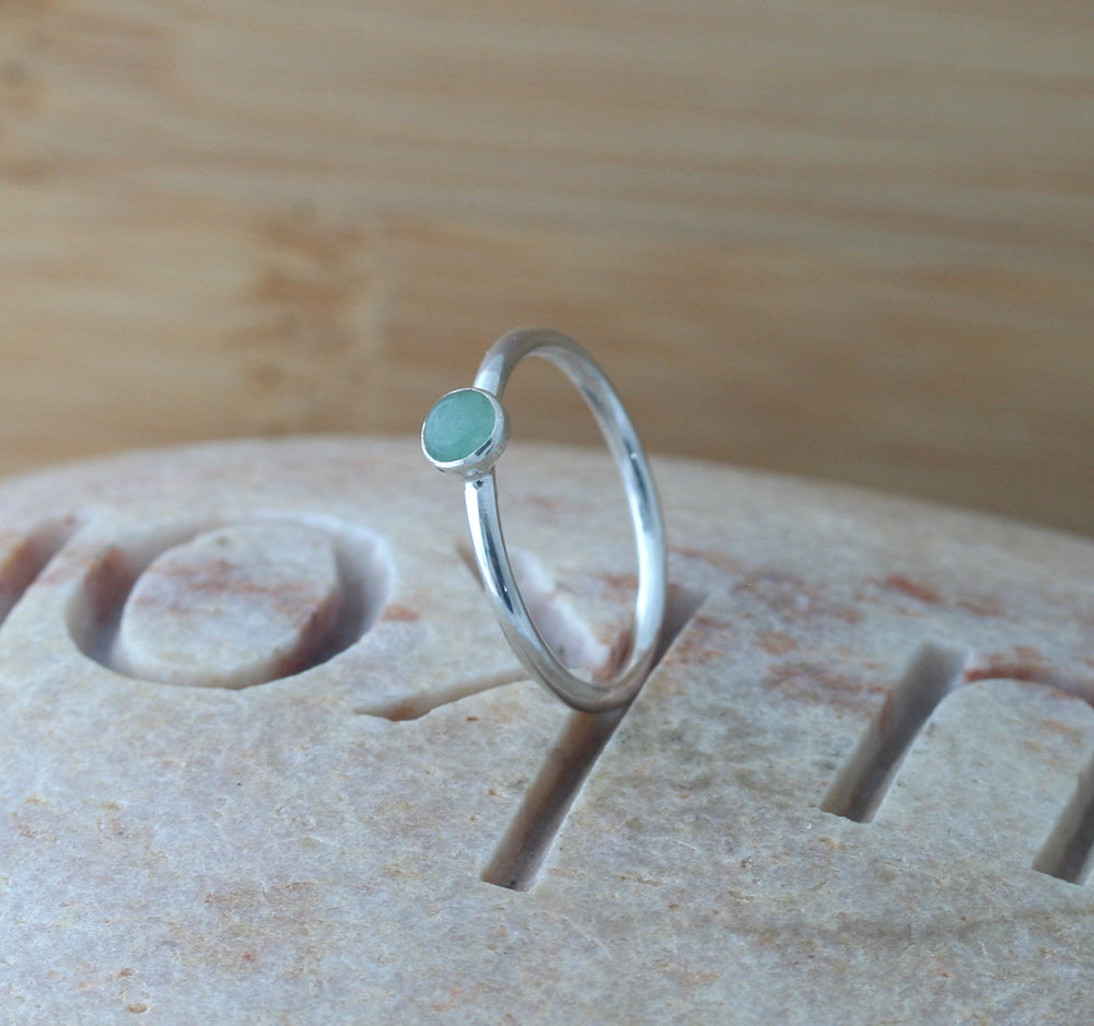 Aventurine Stacking Ring in Sterling Silver • May Birthstone • 4 mm