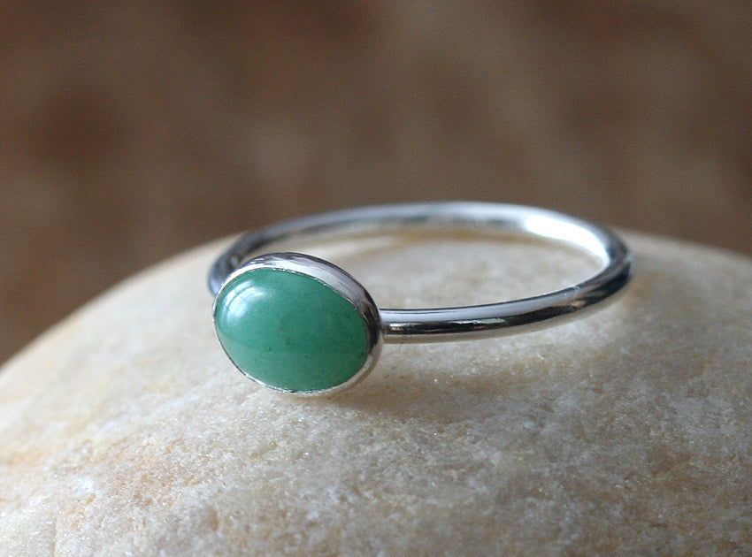 Aventurine Oval Stacking Ring in Sustainable Sterling Silver