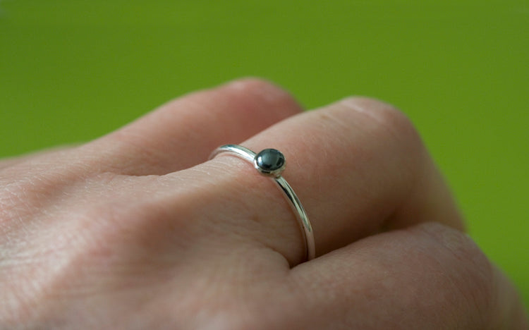 Hematite Stacking Ring in Sterling Silver • 4 mm