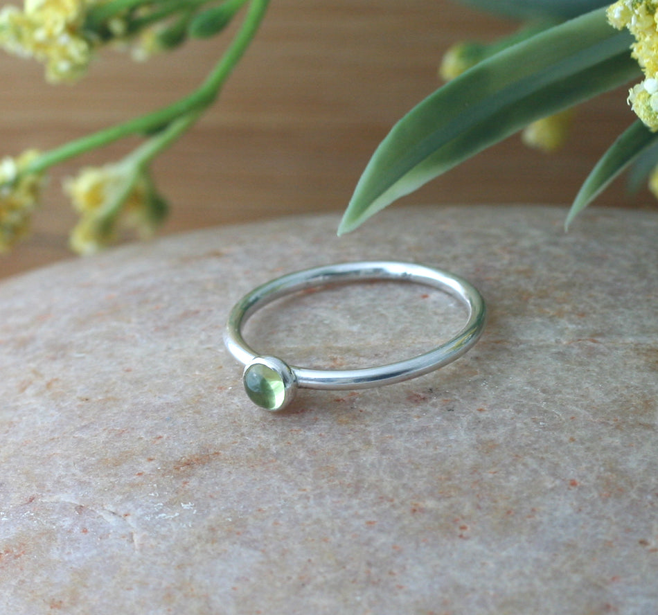 Peridot Stacking Ring in Sterling Silver • August Birthstone