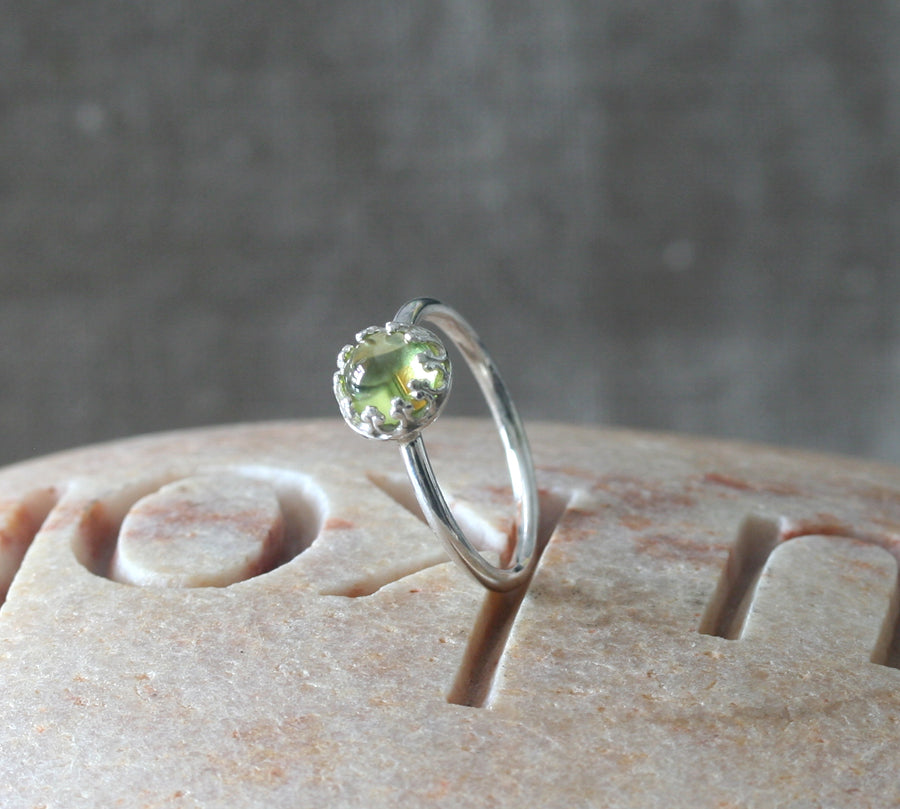 Peridot Crown Ring in Sterling Silver