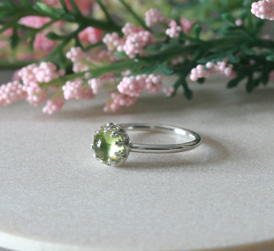 Peridot Crown Ring in Sterling Silver