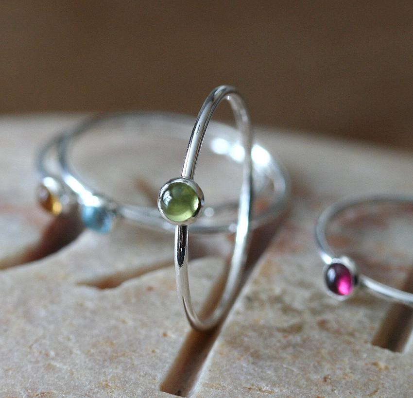 Peridot stacking ring. Sterling silver. Handmade in the US with sustainable silver.