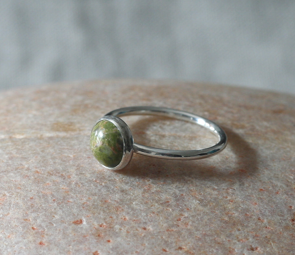 Unakite Stacking Ring in Sterling Silver
