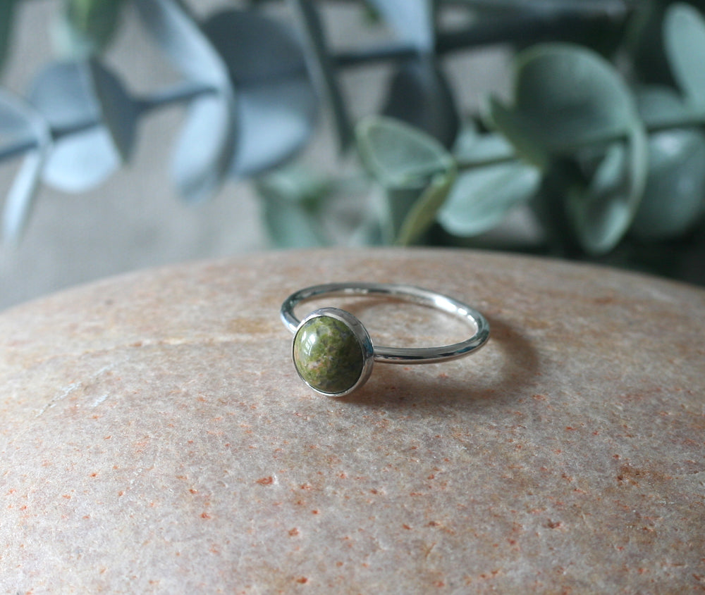 Unakite Stacking Ring in Sterling Silver