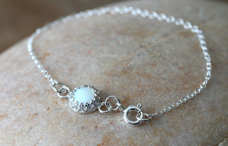 Thin opal  bracelet blank in sustainable sterling silver. Handmade in New Jersey, US.