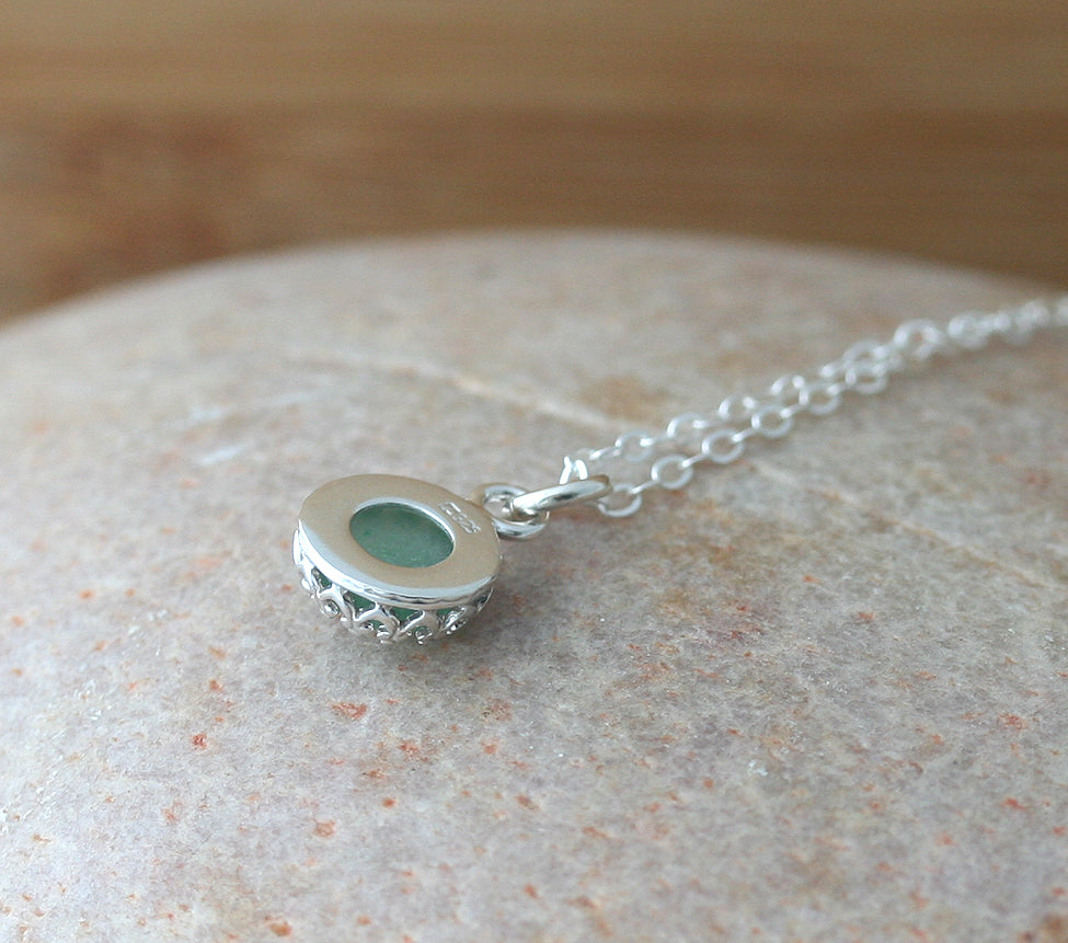 Aventurine crown necklace in sustainable sterling silver. Handmade in New Jersey, US.