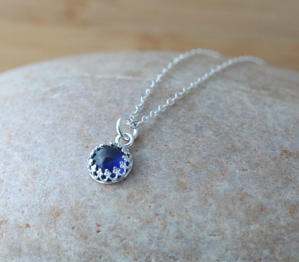 Pear-Shaped Lab-Created Blue Sapphire and White Sapphire Drop Necklace in  Sterling Silver - 15