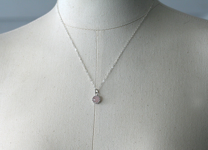 Rose Quartz Pendant Necklace Sterling Silver