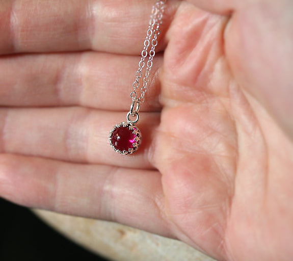 10k Rose Gold Genuine Round Ruby Pendant Necklace - Walmart.com