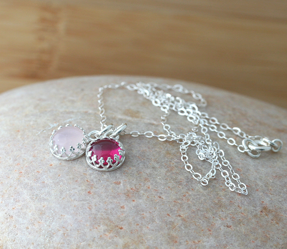 Ruby Pendant Necklace Sterling Silver