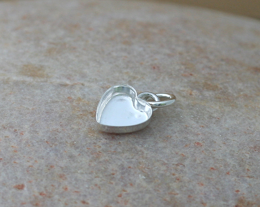 Heart pendant empty blank in sterling silver. Handmade in New Jersey, US.