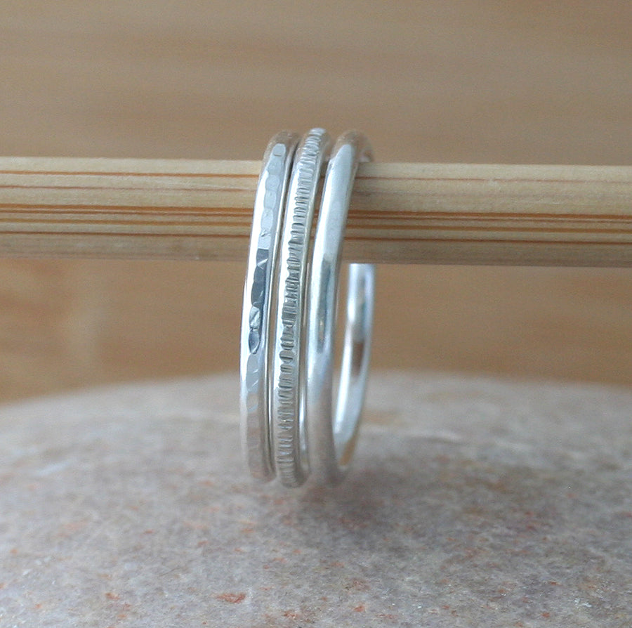 Minimalist stacking rings in all sizes. Handmade in New Jersey with ethical sterling silver.