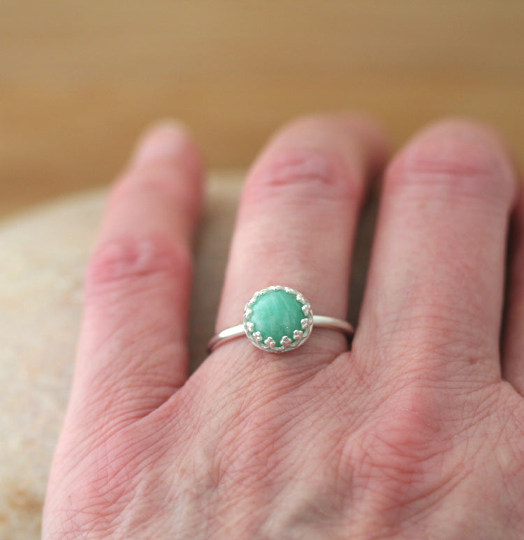 Amazonite Crown Ring in Sterling Silver