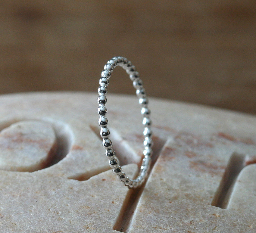 Beaded Stacking Ring in Ethical Sterling Silver
