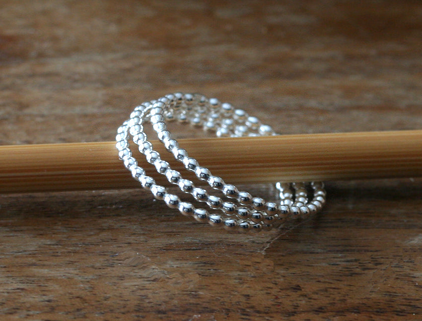 Beaded Stacking Rings in Ethical Sterling Silver