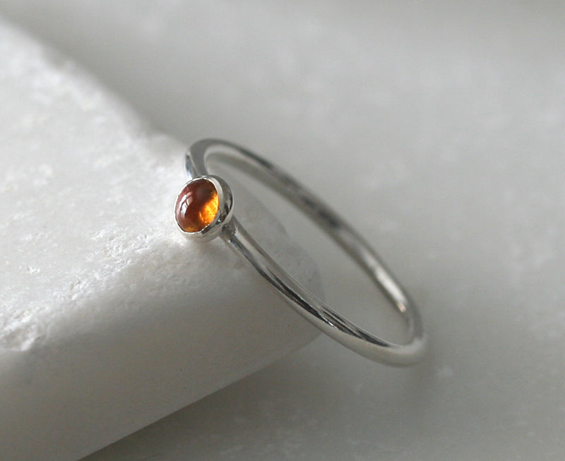 Citrine stacking ring. Sterling silver. Handmade in the US with sustainable silver.