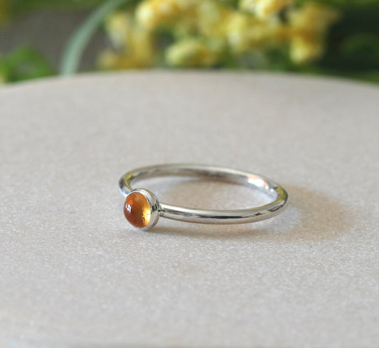 Citrine November Stacking Ring made with Sustainable Silver. Handmade in New Jersey.
