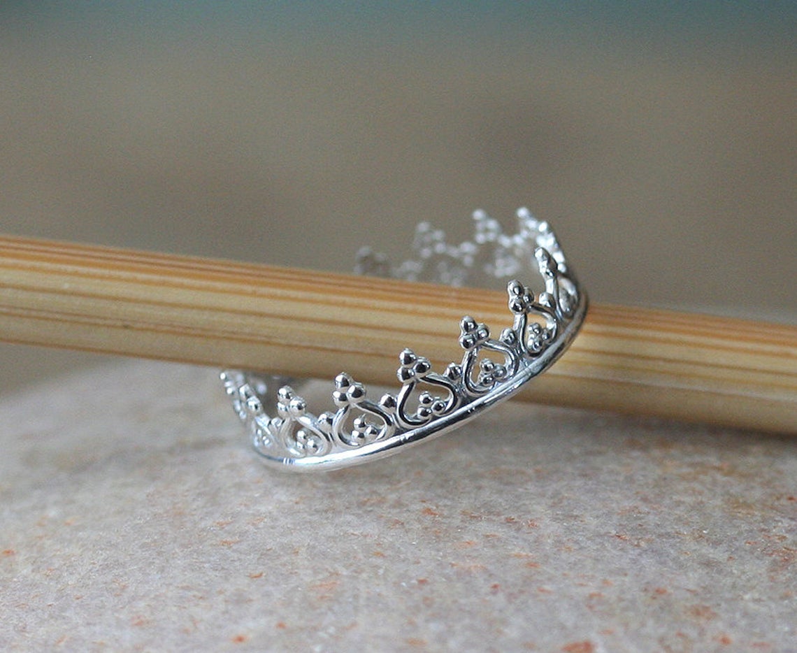 Crown princess ring in sustainable sterling silver. Handmade in New Jersey, US.