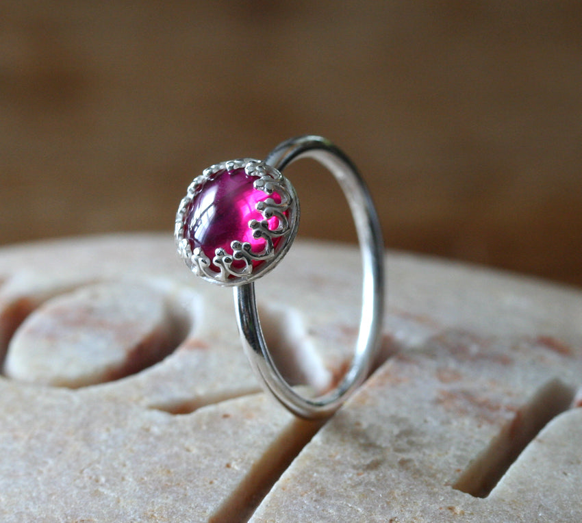 Ruby princess crown ring in sustainable sterling silver. Ethical ring. Handmade in New Jersey, US.