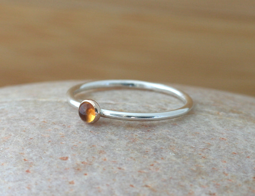 Citrine stacking ring. Sterling silver. Handmade in the US with sustainable silver.