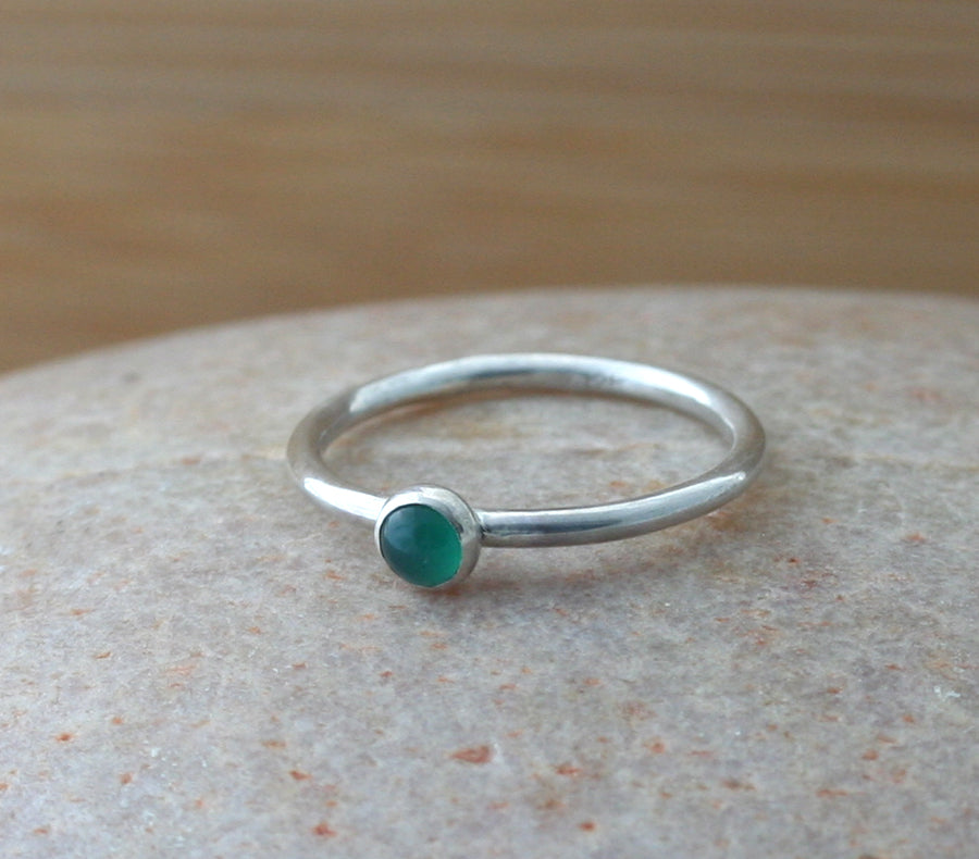 Green Onyx Stacking Ring in Sterling Silver