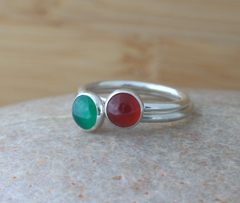 Green onyx and carnelian in sustainable sterling silver.  Handmade in New Jersey, US.