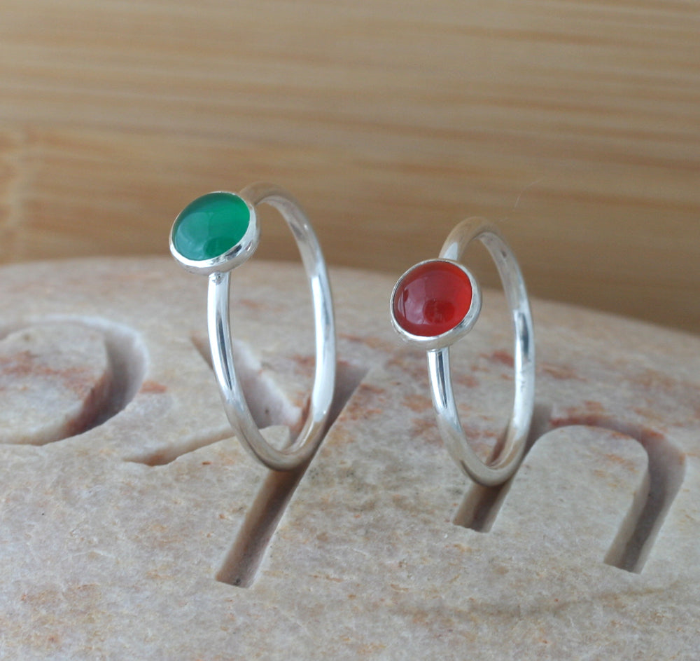 Green onyx and carnelian in sustainable sterling silver. Handmade in New Jersey, US.