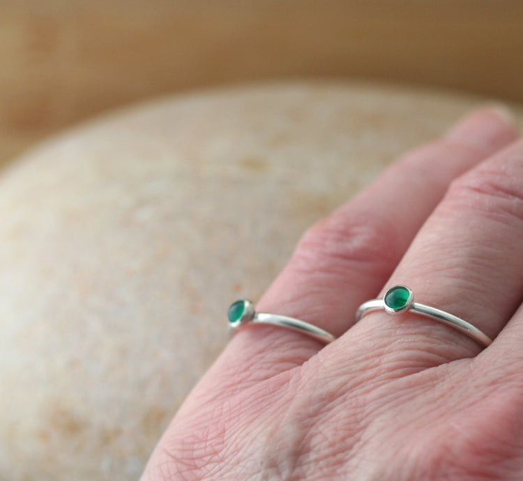 Green Onyx Stacking Ring in Sterling Silver