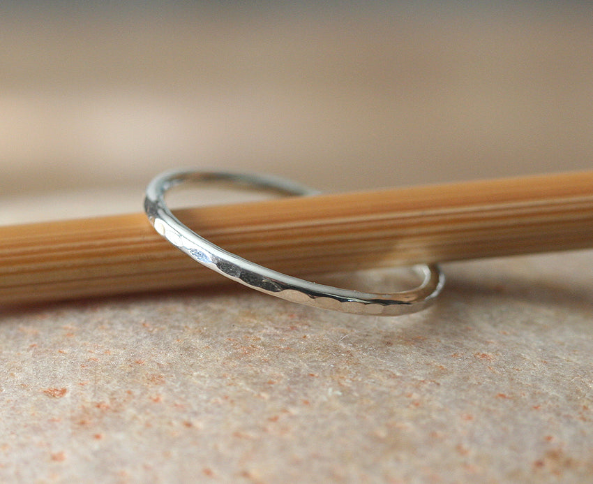 Hammered stacking ring in sustainable sterling silver