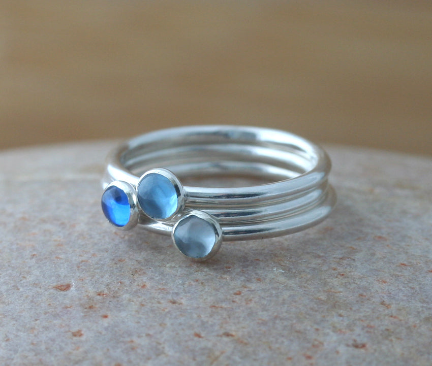 Aquamarine Stacking Ring in Sterling Silver • March Birthstone