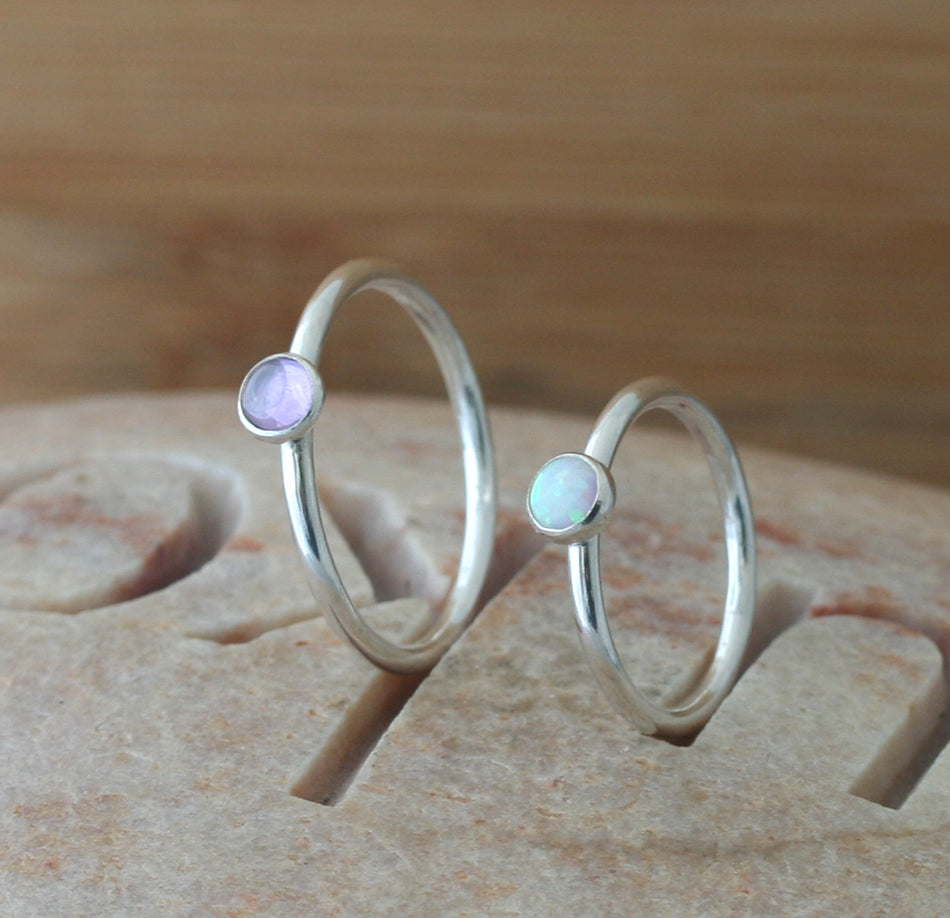 Amethyst Light Stacking Ring in Sterling Silver • February Birthstone