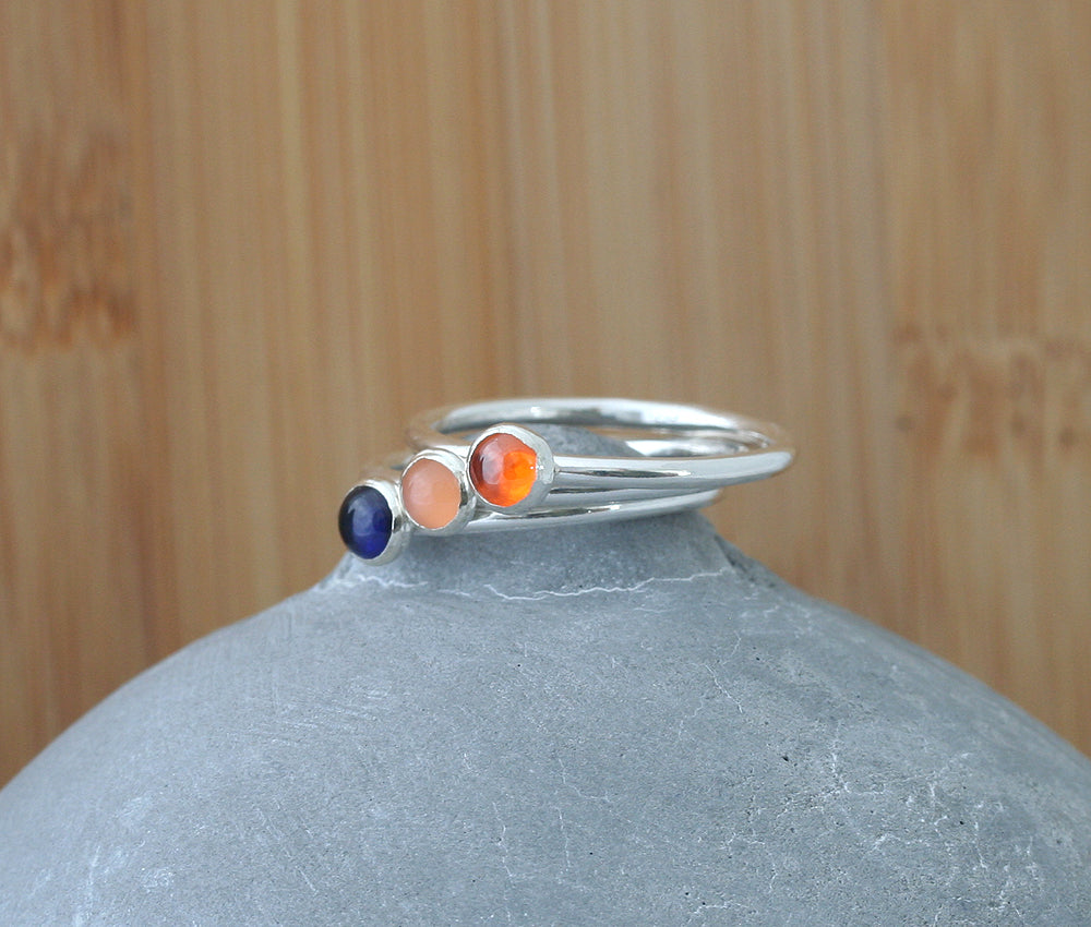 Blue Sapphire Stacking Ring in Sterling Silver • September Birthstone