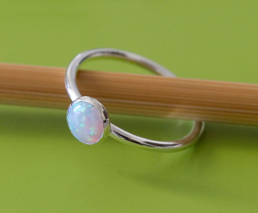 Opal stacking ring handmade in New Jersey, US. with ethical silver.