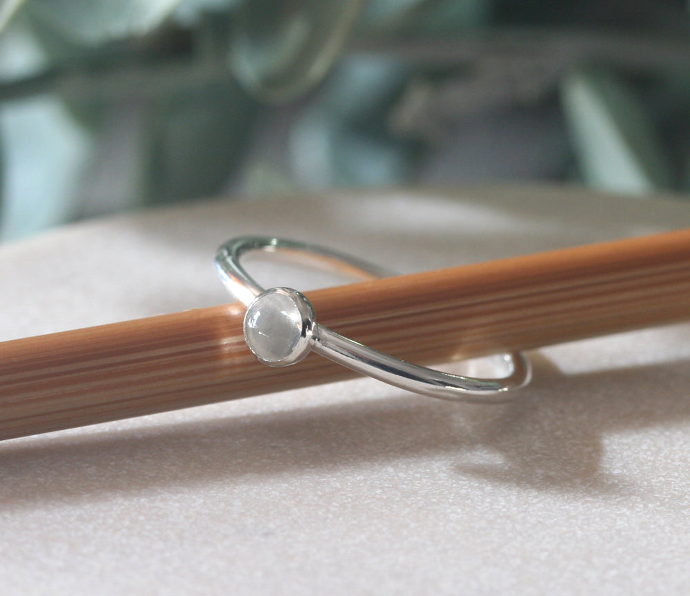 Quartz Crystal  Stacking Ring in Sterling Silver • April Birthstone