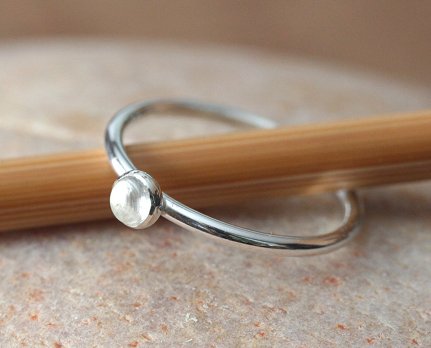Quartz crystal stacking ring. Sterling silver. Handmade in the US with sustainable silver.