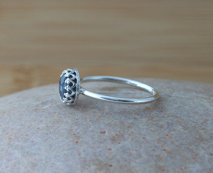 Snowflake Obsidian Ring in Sterling Silver